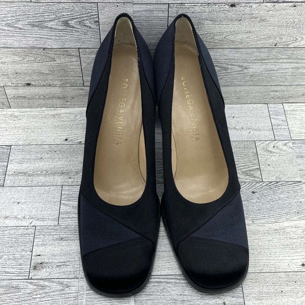 Bottega Veneta Black Blue Satin 3.5
